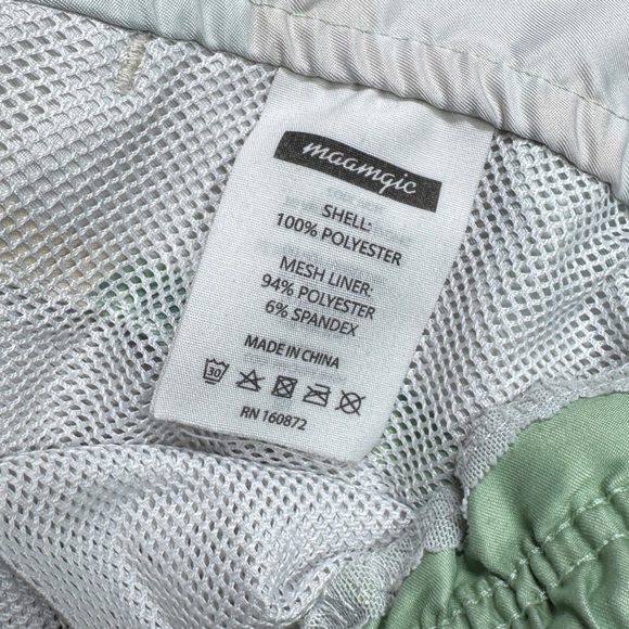 Maamgic Men’s Tropical Floral Cream Green Orange Swim Boardshorts Size Large - Picture 16 of 16